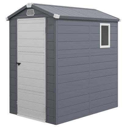 Outsunny 4.4ft x 6.2ft Aluminium Frame and Plastic Wall Shed, with Foundation - Grey