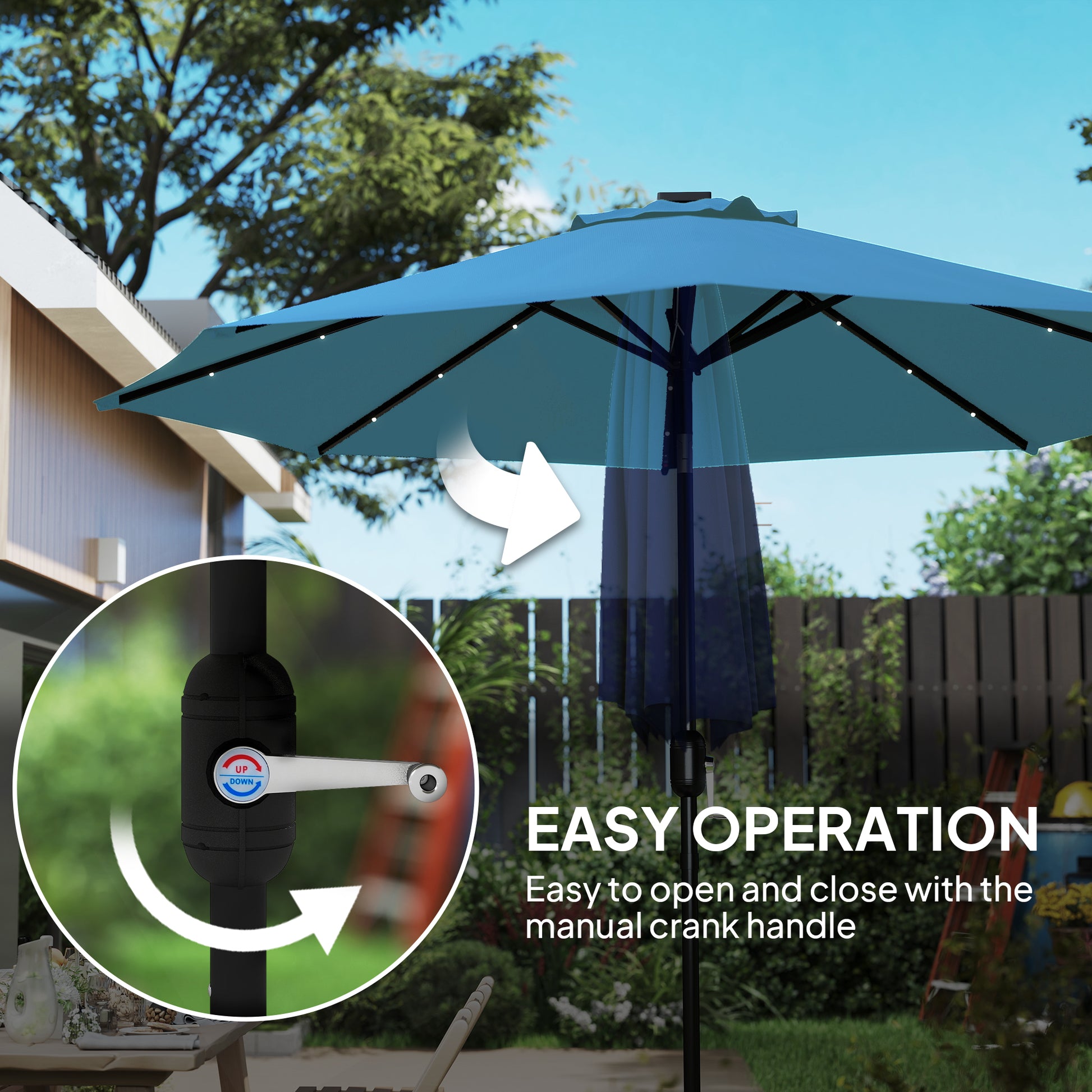 Outsunny 2.7m LED Light Parasol Umbrella - Blue