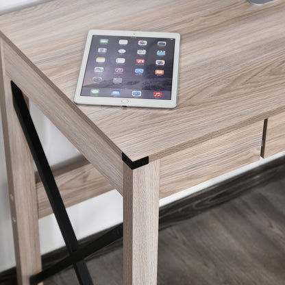 HOMCOM Computer Desk Writing Table with Drawer Home Office Workstation Large Tabletop 112Lx51Wx76Hcm
