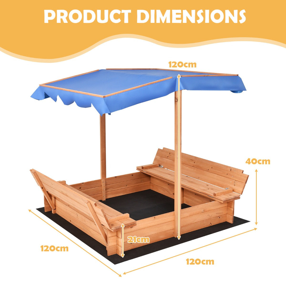Kids Foldable Cabana Sandbox with Foldable Lid and Canopy
