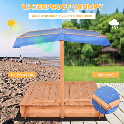 Kids Foldable Cabana Sandbox with Foldable Lid and Canopy