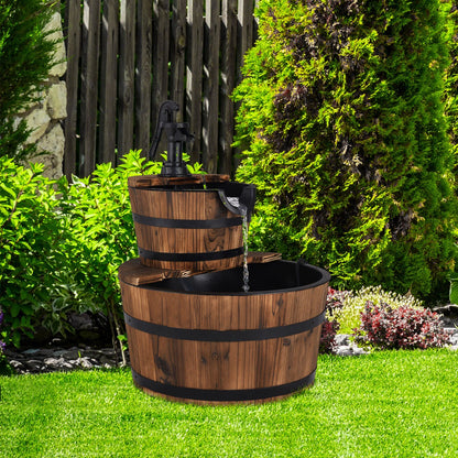 Wooden Water Pump Fountain with Water Speed Adjustment for Garden