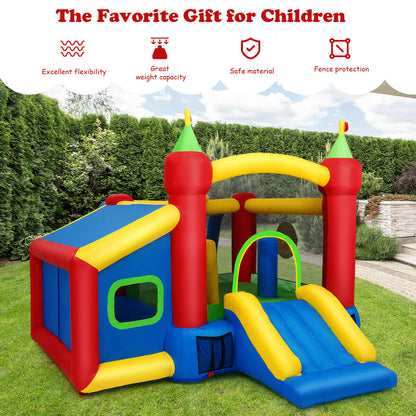 Inflatable Bounce House with 100 Ocean Balls and Basketball Hoop