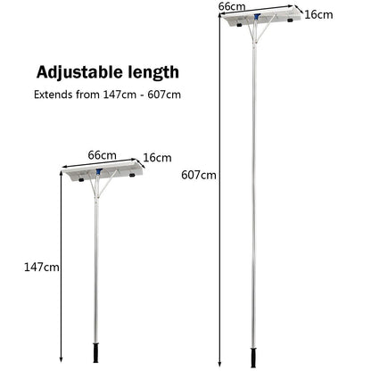 Extendable Roof Snow Rake with Blade and 5-Section Tubes for House Car Road