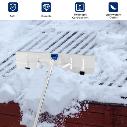 Extendable Roof Snow Rake with Blade and 5-Section Tubes for House Car Road