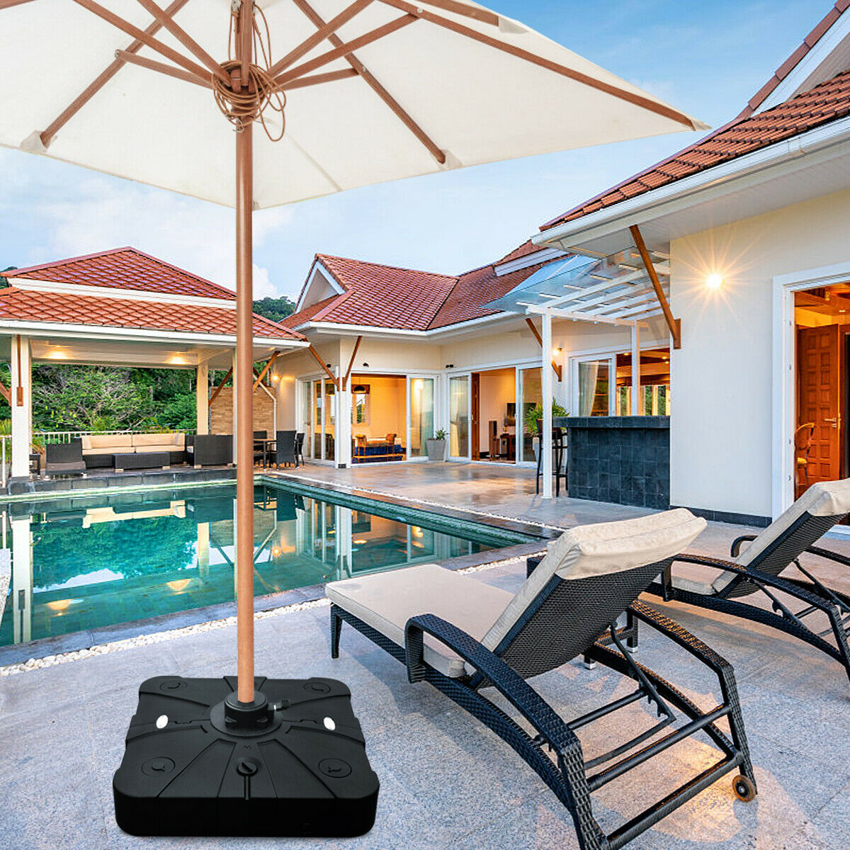 4 Wheels Parasol Base Weights with Removable Cross Base