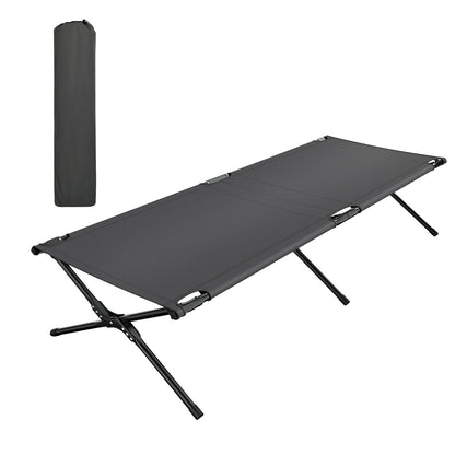 Portable Folding Camping Cot with Carrying Bag for Travel Hiking-Grey