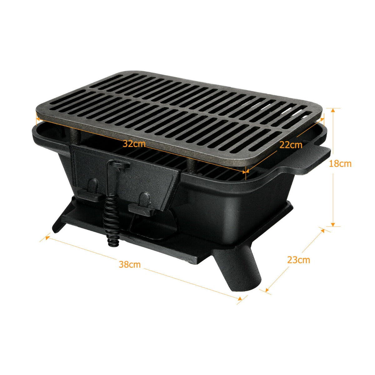 Portable Charcoal Grill with Double-sided Grilling Net