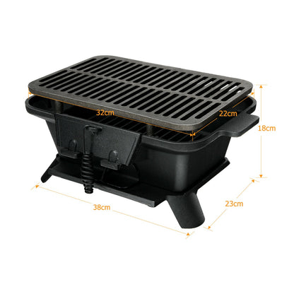 Portable Charcoal Grill with Double-sided Grilling Net