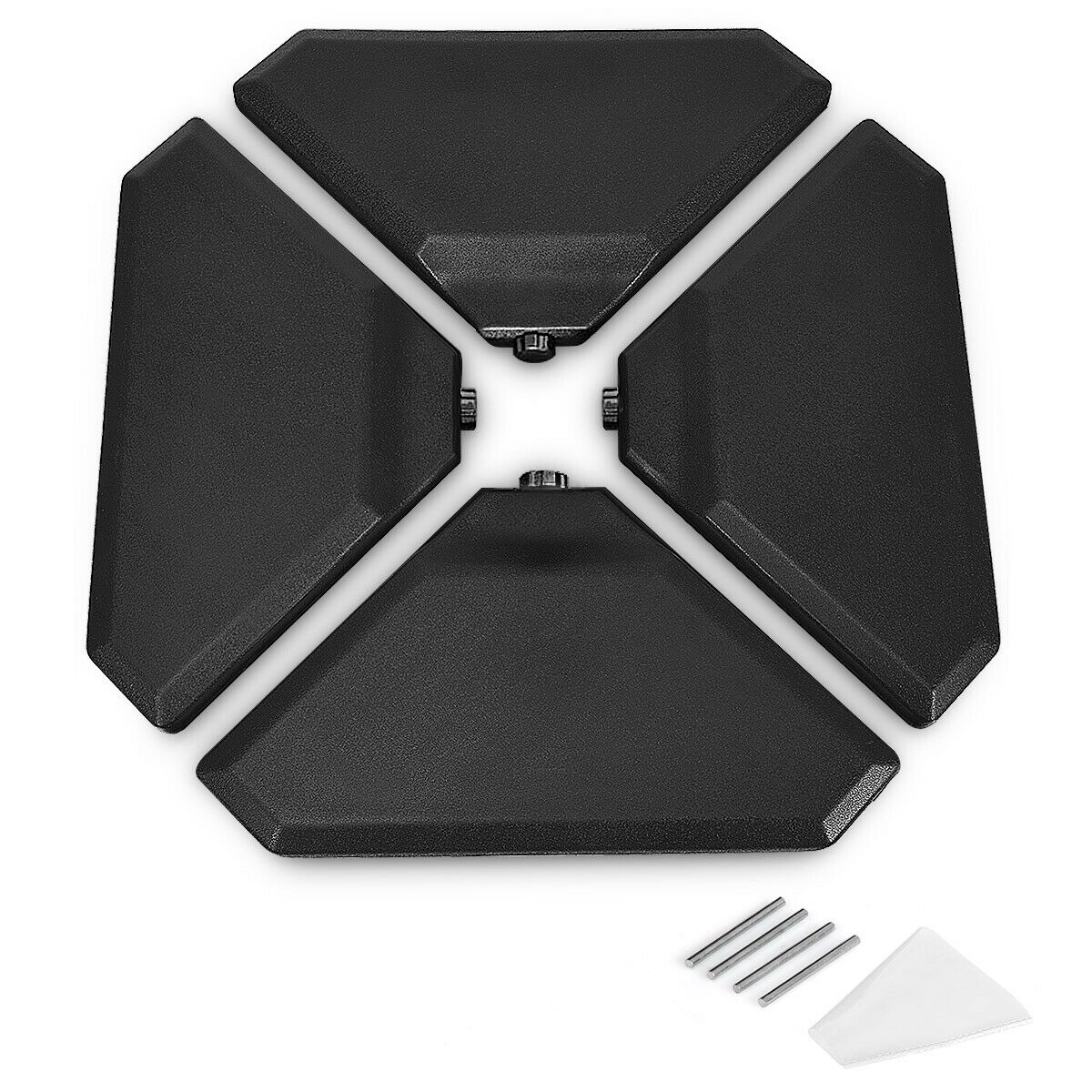 4 Pieces Outdoor Umbrella Parasol Base with Funnel and 4 Bolts