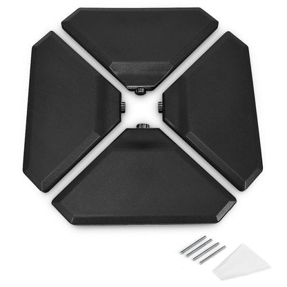 4 Pieces Outdoor Umbrella Parasol Base with Funnel and 4 Bolts