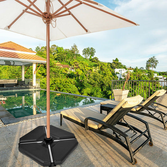 4 Pieces Outdoor Umbrella Parasol Base with Funnel and 4 Bolts