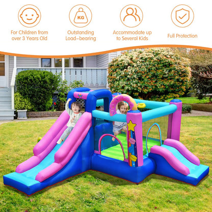 Inflatable Bounce House with Slides and Mesh Protection