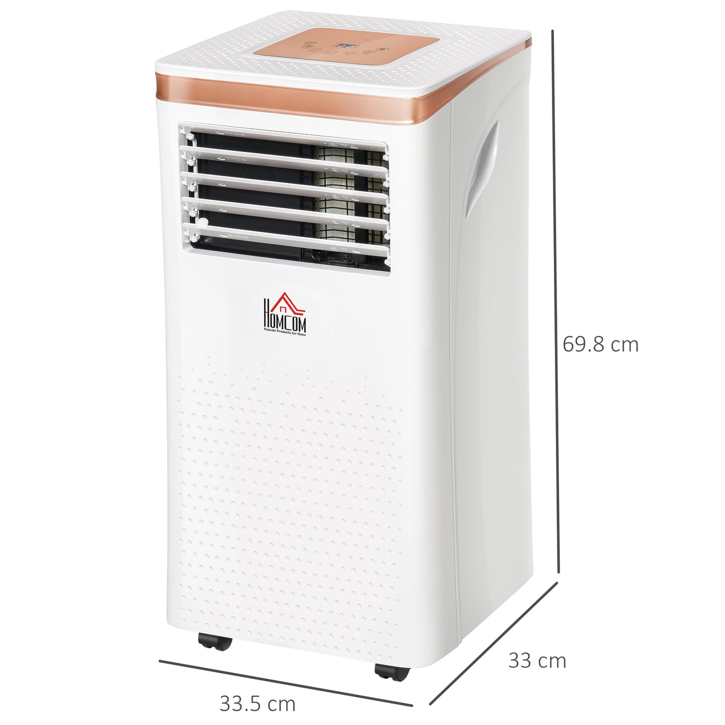 HOMCOM 7000 BTU 4-In-1 Compact Portable Mobile Air Conditioner Unit Cooling Dehumidifying Ventilating w/ Fan Remote LED Display 24 Hr Auto Shut-Down