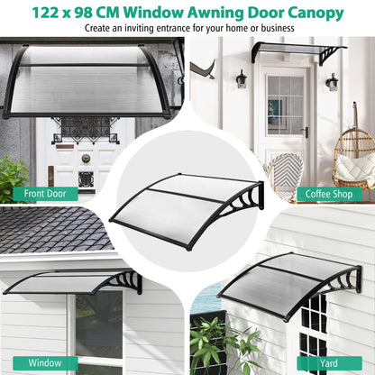 Outdoor Front Door Patio Overhang Awning for Sunlight Rain Snow Wind Protection-Grey
