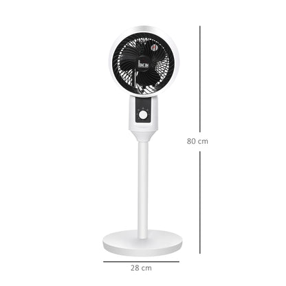 HOMCOM 32'' Air Circulator Fan 3 Speed, 70° Oscillation 90° Vertical Tilt, Round Base, Carry Handle, for Living Room, Bedroom, Office, Black and White