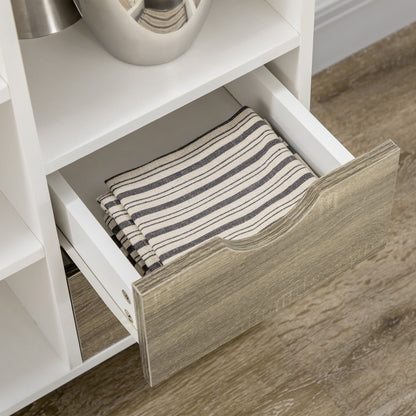 HOMCOM Modern Kitchen Sideboard, Buffet Table with Removable Wine Rack, Drawers and Open Compartments for Living Room, Dining Room, Grey