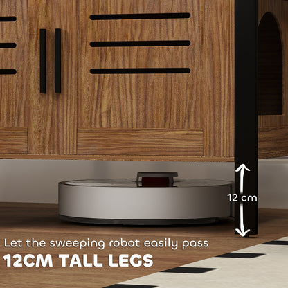 PawHut Cat Litter Box Enclosure with Tall Legs, Scratching Board, Double Doors, Ventilation Holes, 80 x 45 x 50 cm, Dark Brown