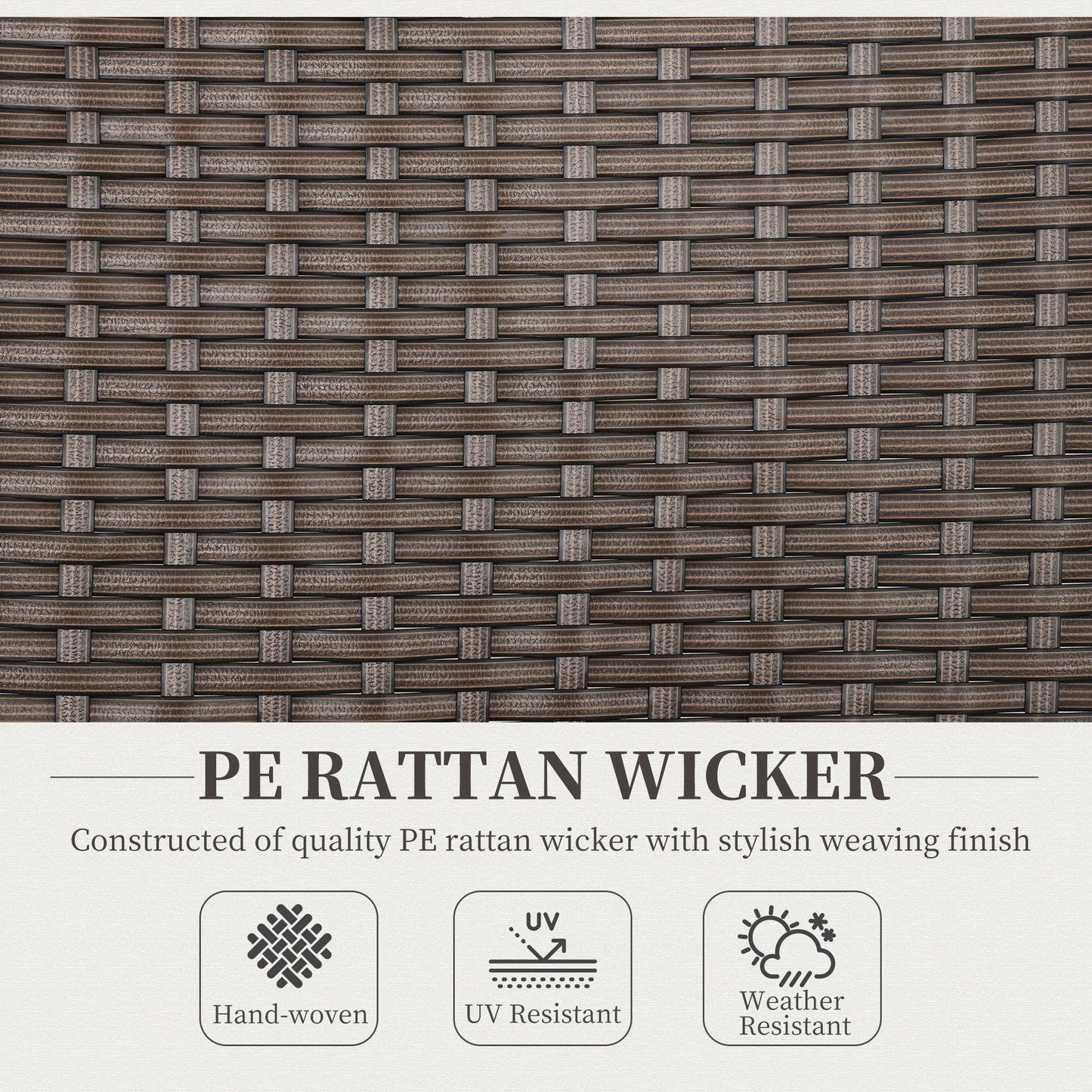 Outsunny Outdoor Folding Rattan Chair with Armrests, High Backrest, for Garden, Camping, Balcony, Porch - Brown