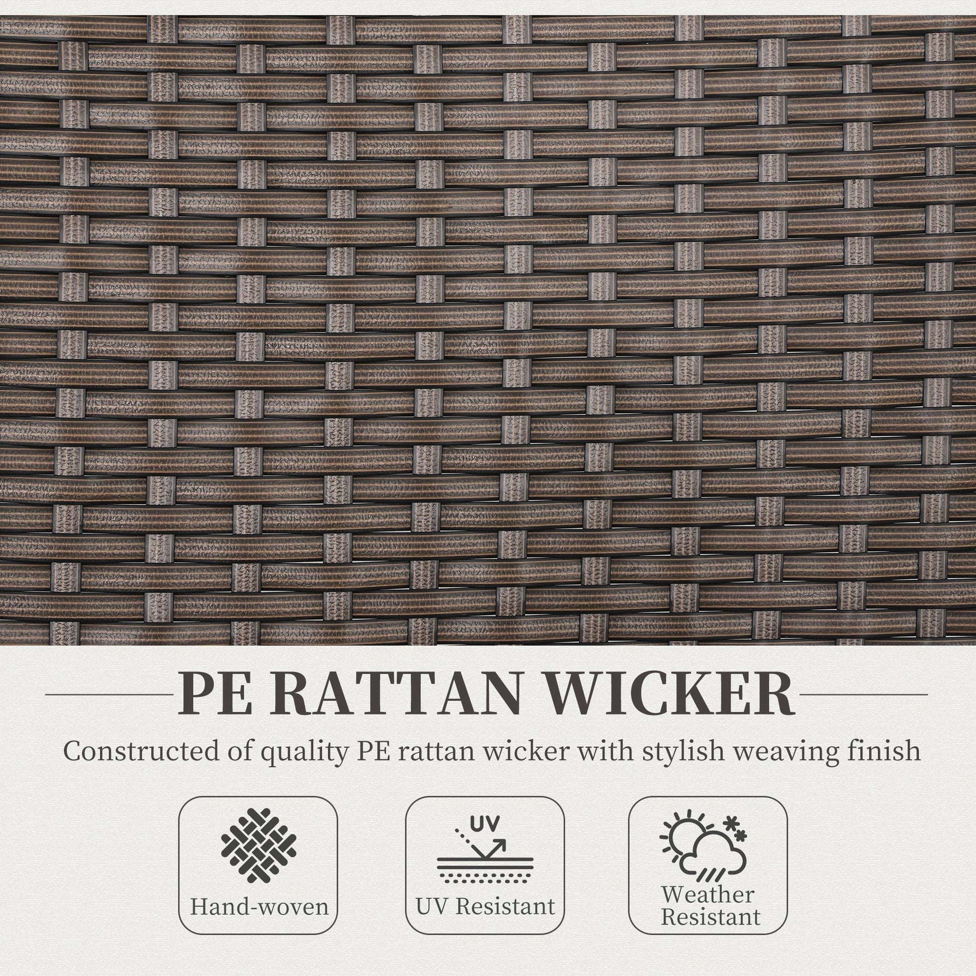 Outsunny Outdoor Folding Rattan Chair with Armrests, High Backrest, for Garden, Camping, Balcony, Porch - Brown