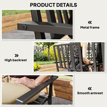 Outsunny Set of Four Minimal Metal Garden Chairs - Black