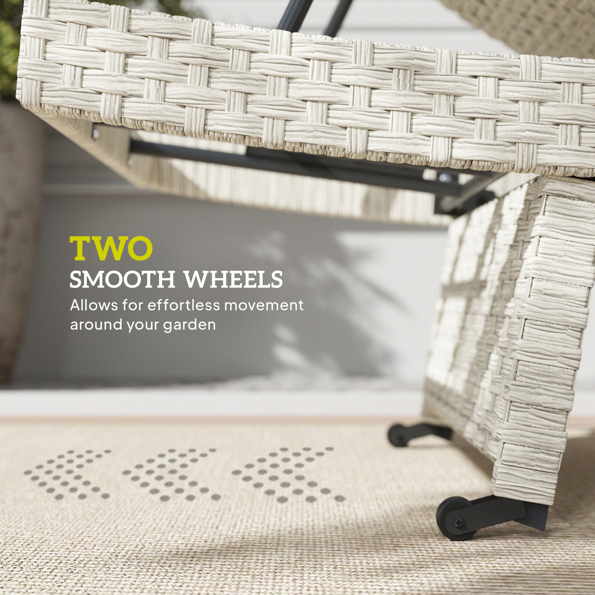 Outsunny Outdoor PE Rattan Sun Lounger, Folding Wicker Garden Lounger Recliner with 4-Level Adjustable Backrest, Rolling Sunbed Lounge Chair with Wheels, Non-Slip Legs for Balcony, Beach, Grey