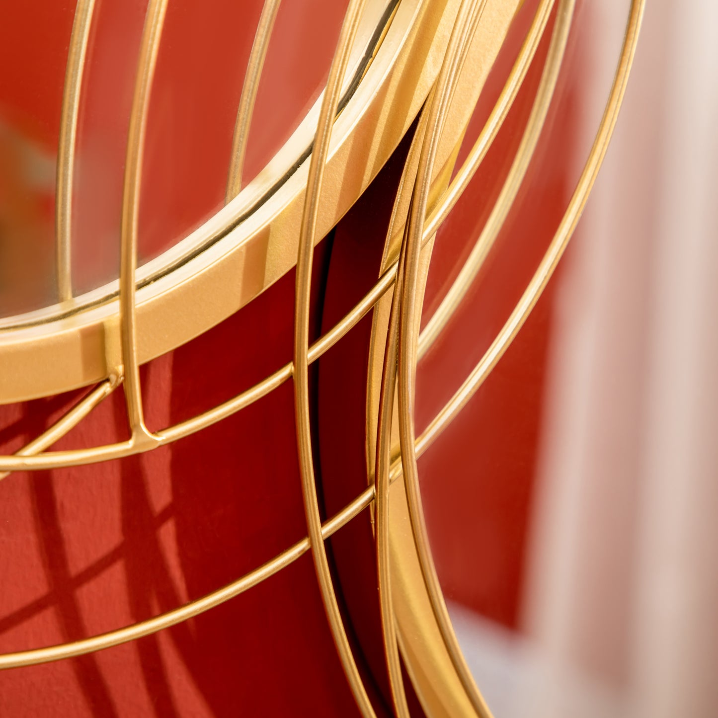 HOMCOM Metal Wall Art Modern Decorative Mirror Decor Hanging Home Wall Sculptures for Living Room Bedroom Dining Room, Gold