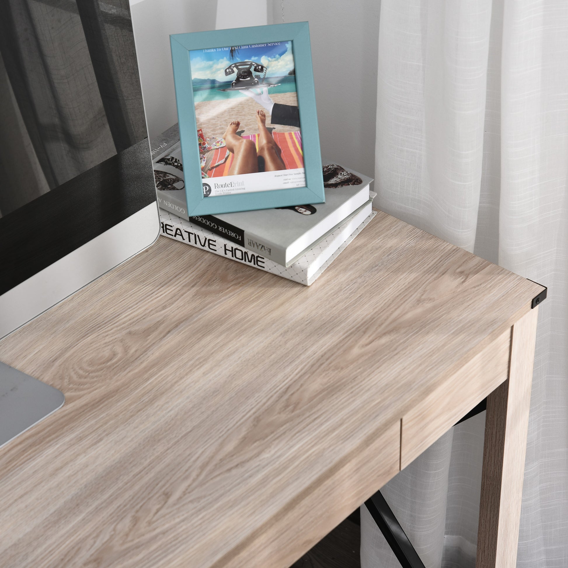 HOMCOM Computer Desk Writing Table with Drawer Home Office Workstation Large Tabletop 112Lx51Wx76Hcm