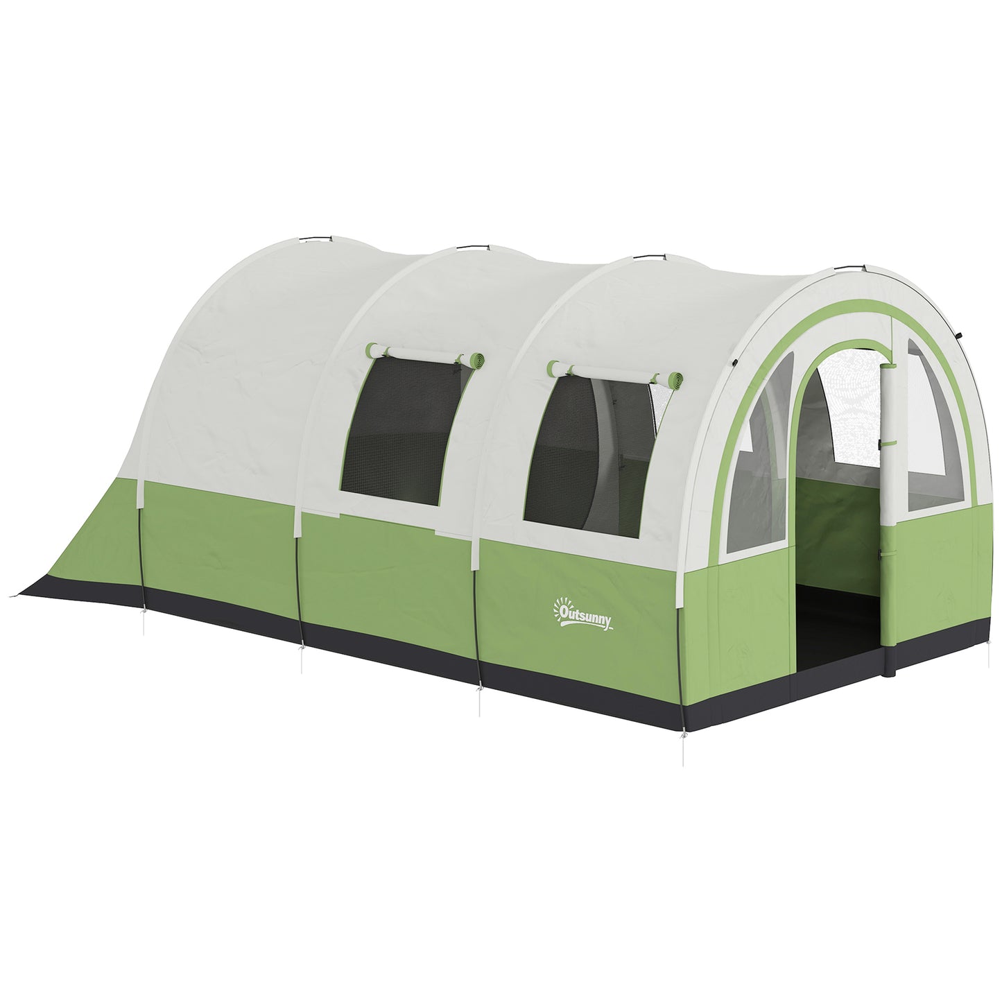 Outsunny 3000mm Waterproof Camping Tent, 5-6 Man Family Tent with Living and Bedroom, Carry Bag Included, Cream and Green
