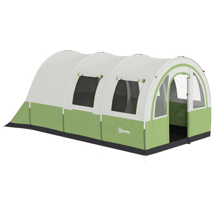 Outsunny 3000mm Waterproof Camping Tent, 5-6 Man Family Tent with Living and Bedroom, Carry Bag Included, Cream and Green