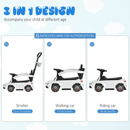 HOMCOM Toddlers Push Along Car Licensed PP Mercedes-Benz Ride On Stroller White