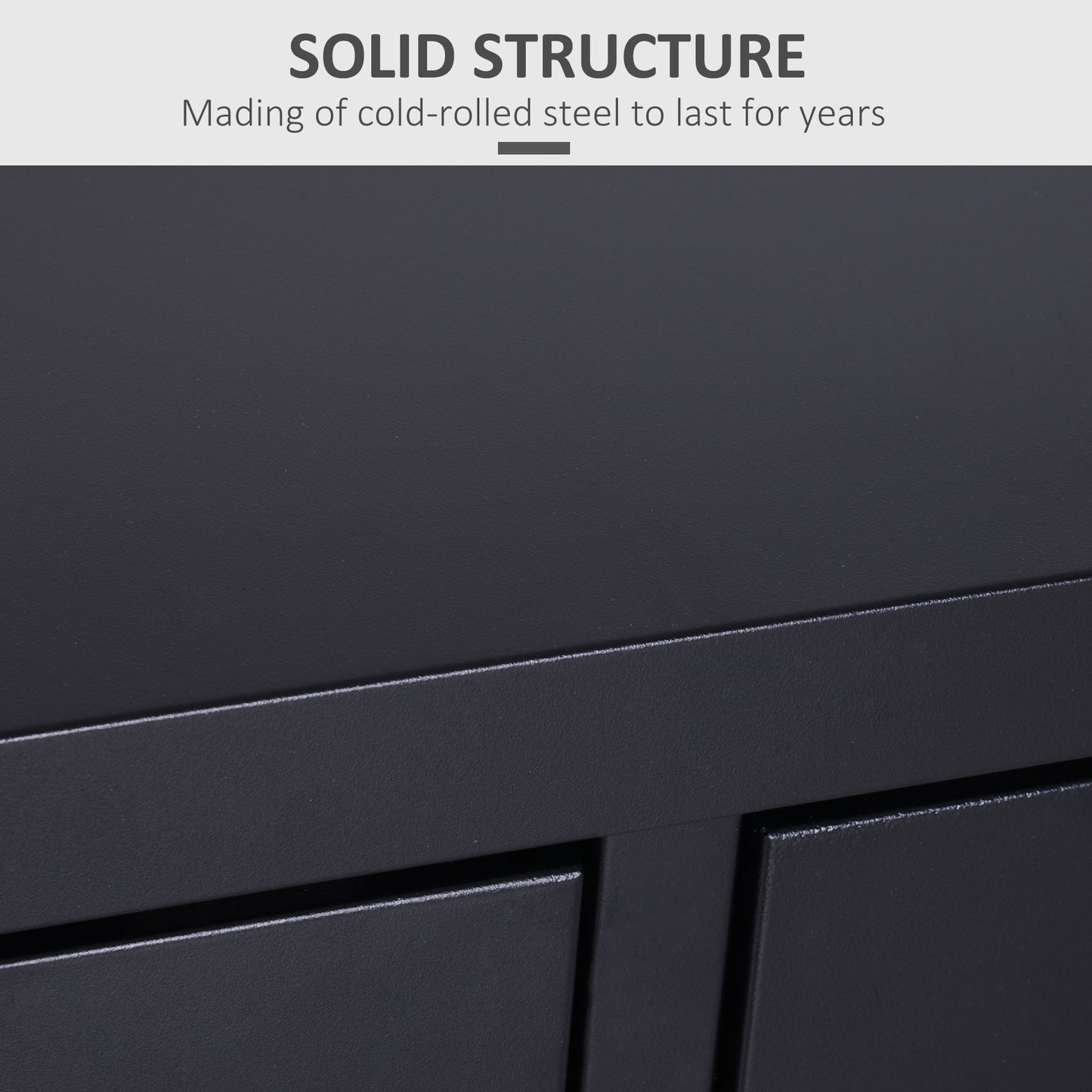 HOMCOM Industrial TV Cabinet Stand Media Center Steel Shelf Doors Storage System DVD Recorder Receiver Unit - Black
