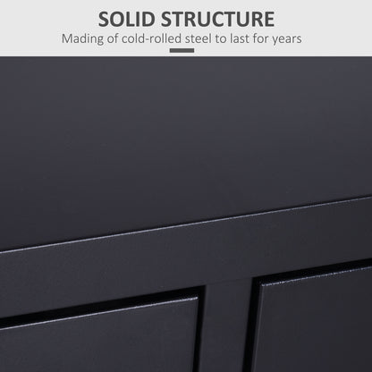 HOMCOM Industrial TV Cabinet Stand Media Center Steel Shelf Doors Storage System DVD Recorder Receiver Unit - Black