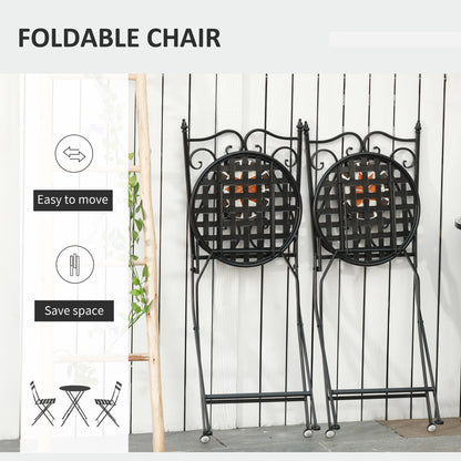 Outsunny Three-Piece Mosaic Bistro Table Set - Multicoloured