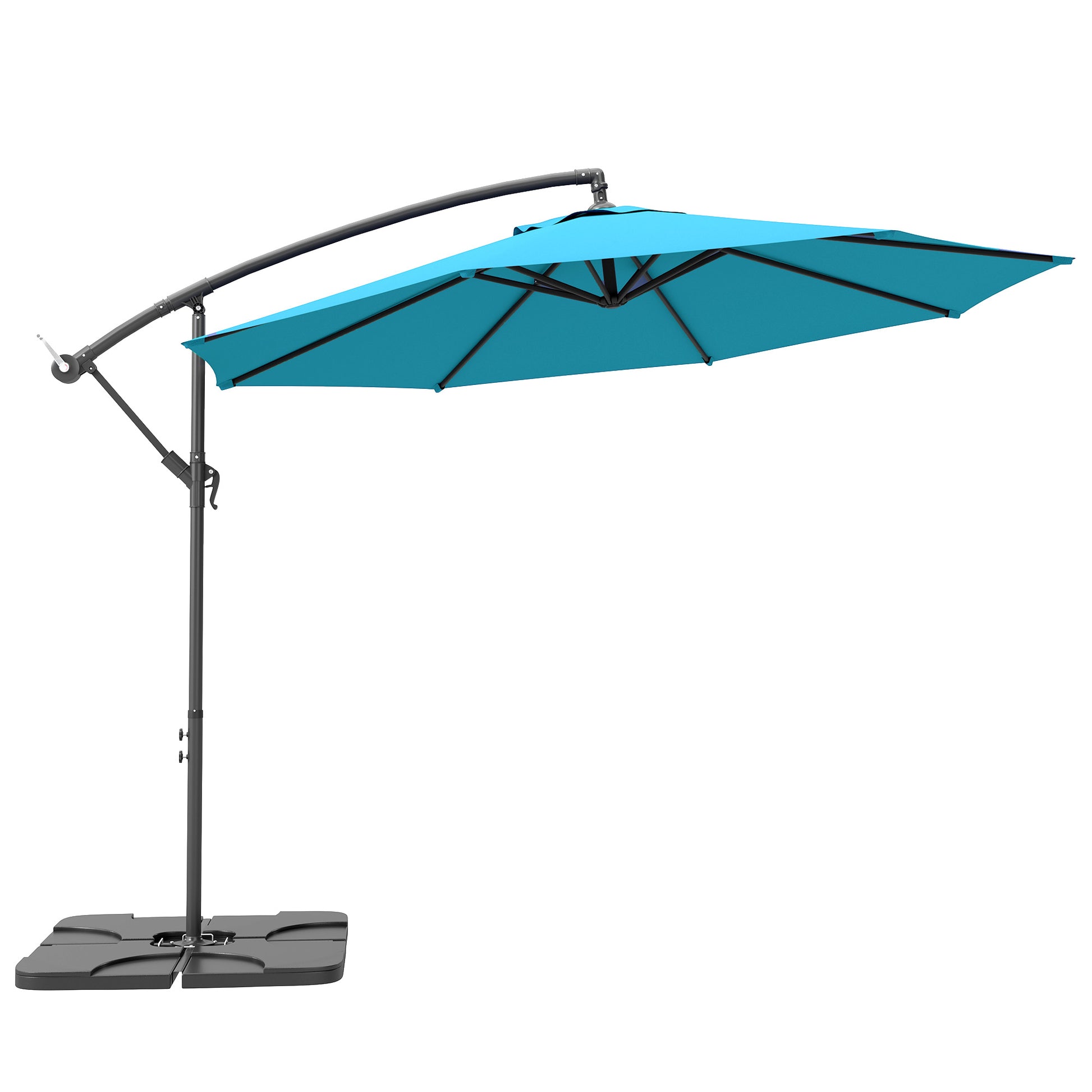 Outsunny 3m Overhanging Parasol, with Base, Weights and Cover - Blue