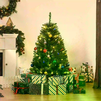 HOMCOM 4 Feet Prelit Artificial Christmas Tree Warm White LED Light Holiday Home Xmas Decoration, Green