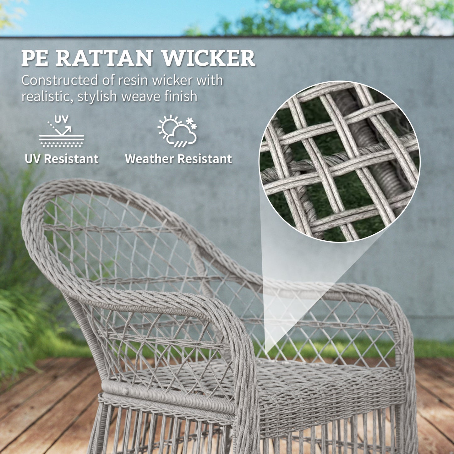 Outsunny Rattan Dining Set with Seat and Back Cushions, 6 Seater Garden Furniture Set with Aluminium Frame, 6 Chairs, WPC Top Rectangle Table, Conservatory Wicker Patio Furniture, Grey