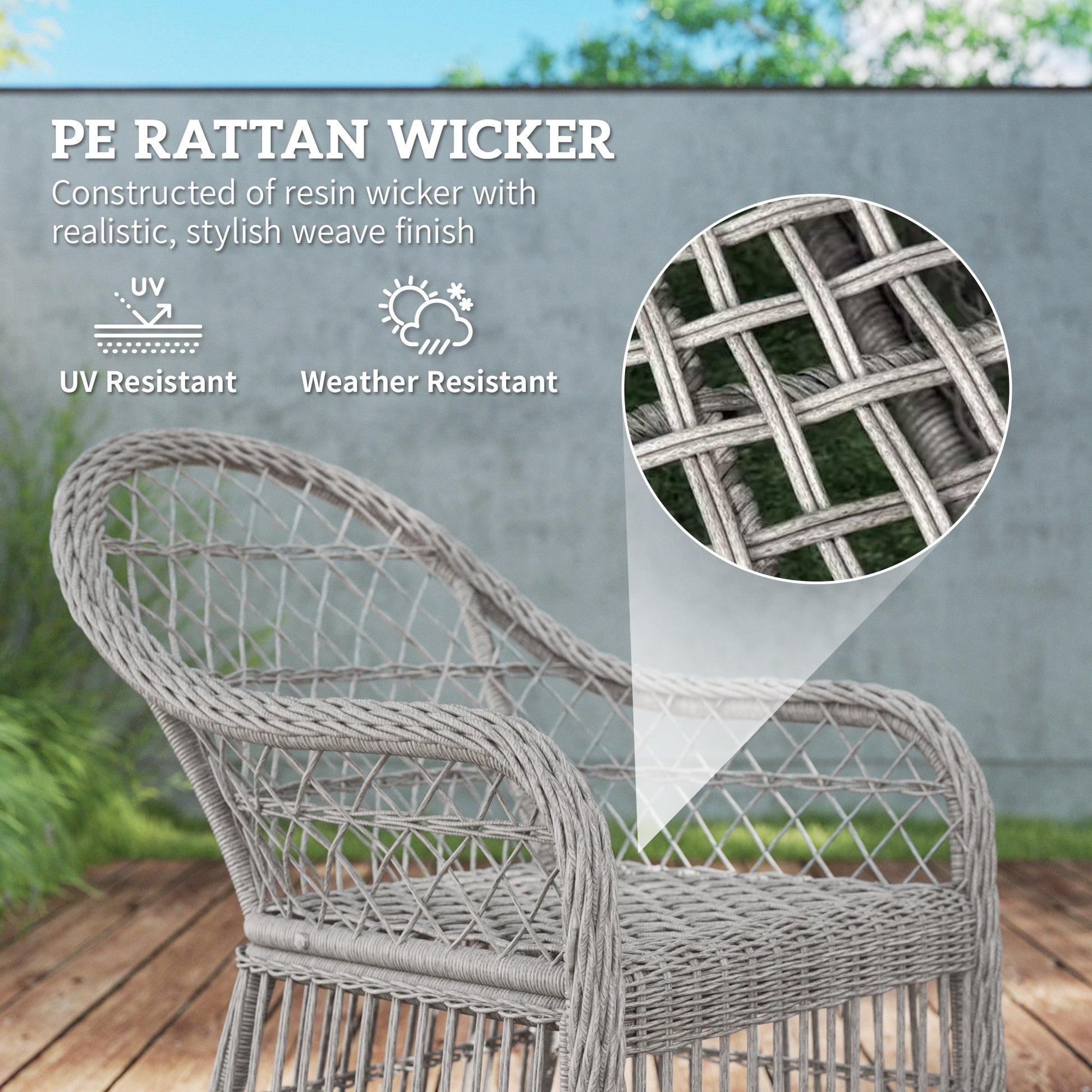 Outsunny Rattan Dining Set with Seat and Back Cushions, 6 Seater Garden Furniture Set with Aluminium Frame, 6 Chairs, WPC Top Rectangle Table, Conservatory Wicker Patio Furniture, Grey