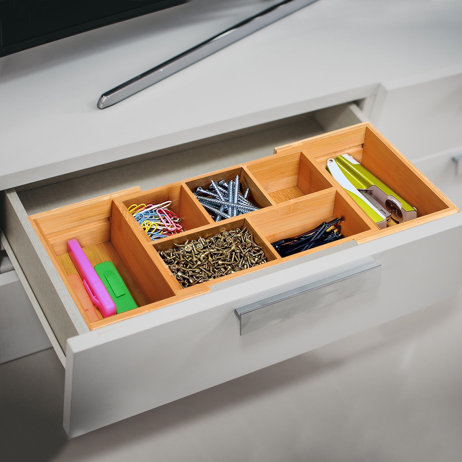 HOMCOM Extendable Drawer Organiser Tray Drawer Inserts Storage Holder Dividers 24.6-41cm