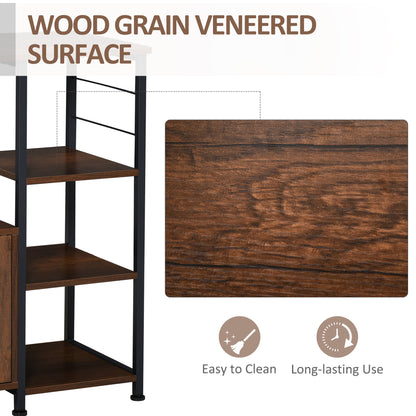 HOMCOM Industrial Storage Shelf Side Table Metal Frame End Desk with Cabinet & Rack for Living Room, Kitchen
