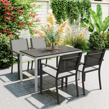 Outsunny Garden Table for 4-6, 120 x 70 cm Outdoor Dining Table with Rust-Resistant Aluminium Frame, Easy Maintenance Slatted Top, for Patio, Terrace, Balcony, Black