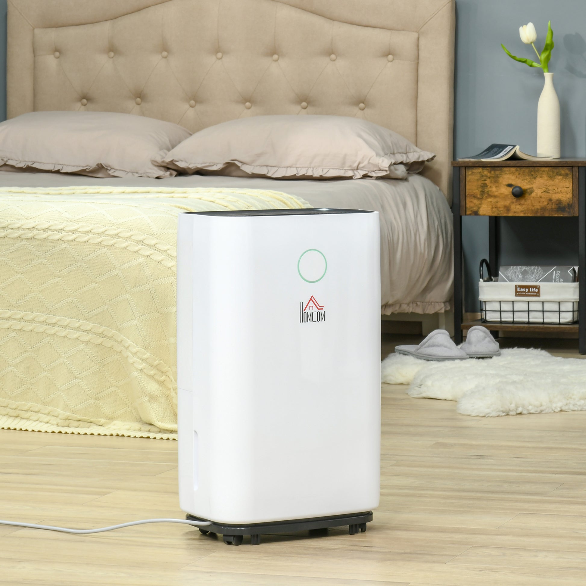HOMCOM 20L/Day 4000ML Portable Quiet Dehumidifier for Home Laundry Room Bedroom Basement, Electric Moisture Air De-Humidifier with 3 Modes