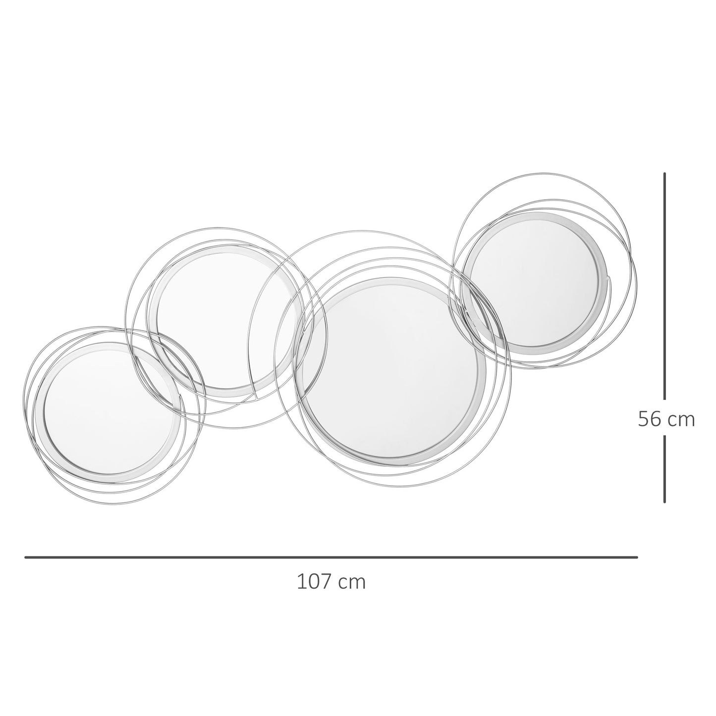 HOMCOM Metal Wall Art Modern Decorative Mirror Decor Hanging Home Wall Sculptures for Living Room Bedroom Dining Room, Silver