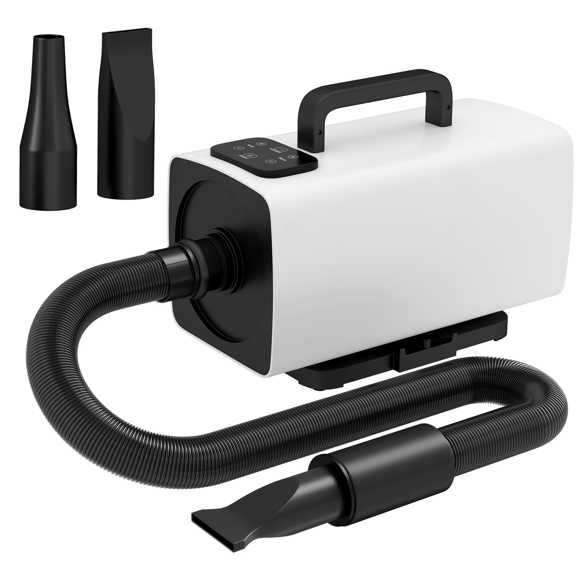 PawHut 2200W Dog Hair Dryer with Auto Adjustable Temperature & Airflow, 3 Nozzles, Digital Screen, for Dogs Cats, White