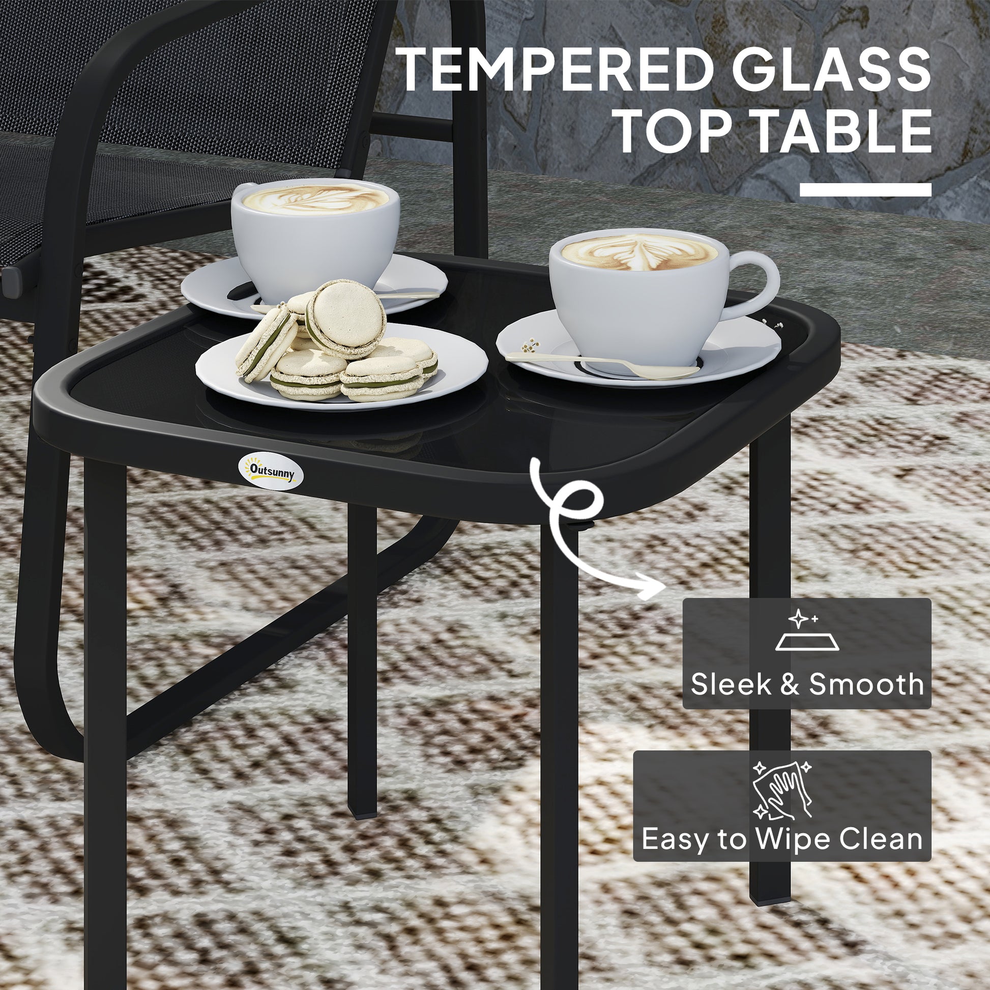 Outsunny Three-Piece Garden Seating Set - Black