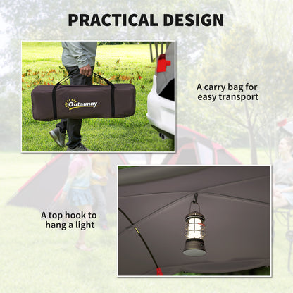 Outsunny 4-6 Man Family Camping Tent w/ 2 Bedrooms and a Living Room, Waterproof Tunnel Tent w/ Sewn In Groundsheet, Doors, Windows, Carry Bag, Grey