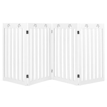 89cm Foldable Dog Fence with 360 Degree Swivel Hinges-White