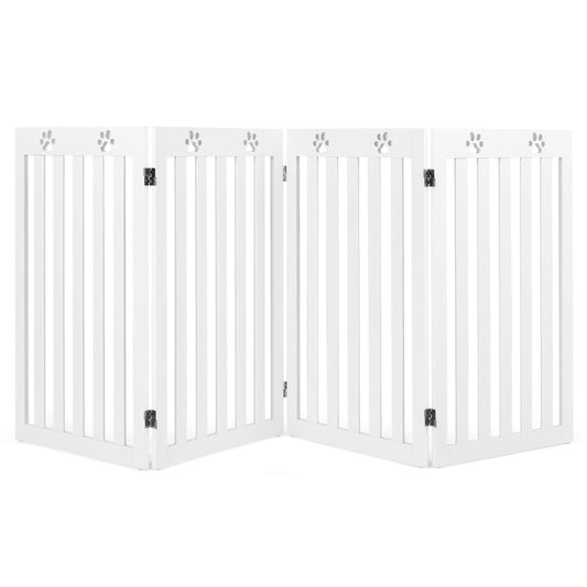 89cm Foldable Dog Fence with 360 Degree Swivel Hinges-White