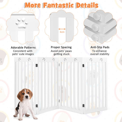 89cm Foldable Dog Fence with 360 Degree Swivel Hinges-White