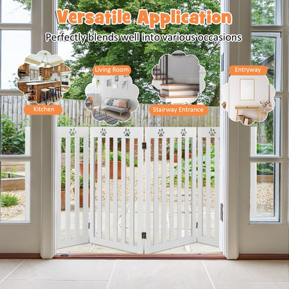 89cm Foldable Dog Fence with 360 Degree Swivel Hinges-White